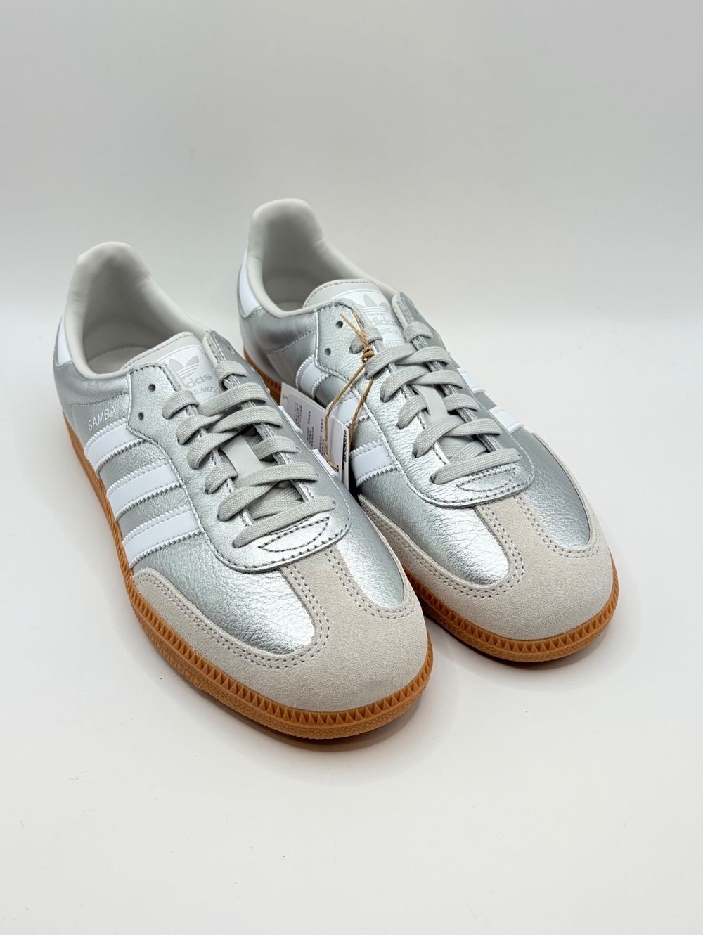 Adidas Samba OG J Silver Metallic White Gum KK2327 Size 7Y/8W New - Picture 2 of 6